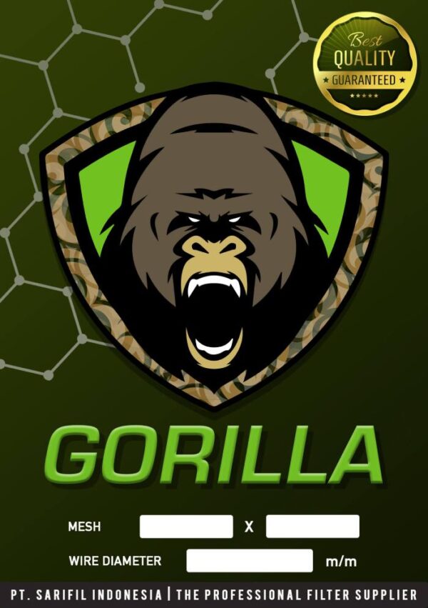Gorilla brand sticker for a stainless steel wire mesh
