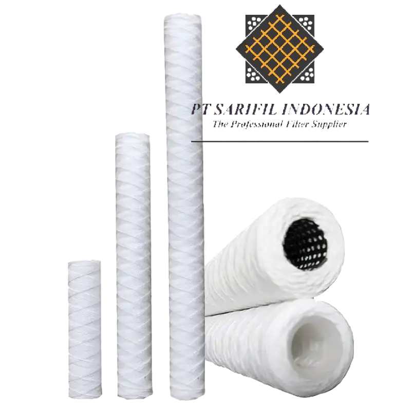 string wound cotton filter cartridge with different sizes and types of cores