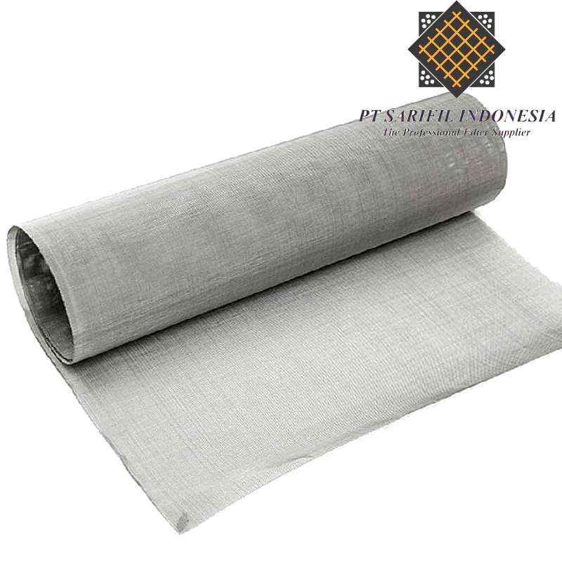 Stainless Steel Plain Weave buat filtrasi halus menunjukan pola anyaman kawat yang presisi dan tahan lama