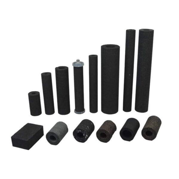 a group of different sizes of coconut shell carbon active block