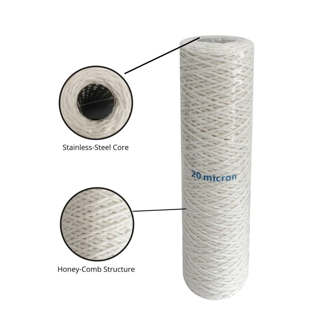 string wound cotton filter cartridge with stainless steel core