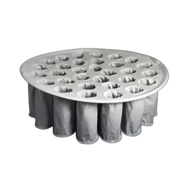 vertical view of fluid bed dryer filter bags